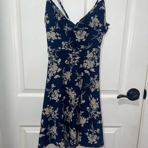 Shein Navy Blue Floral Backless Mini Dress Size M